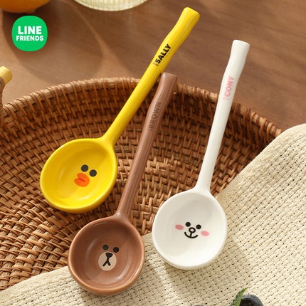 LINE FRIENDS 正版授權 造型湯匙 和風勺 日式陶瓷湯匙 小湯匙 造型勺子 湯勺 創意湯匙