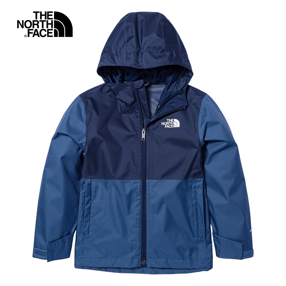 The North Face北面兒童藍色防水透氣連帽衝鋒衣｜7UMVHDC