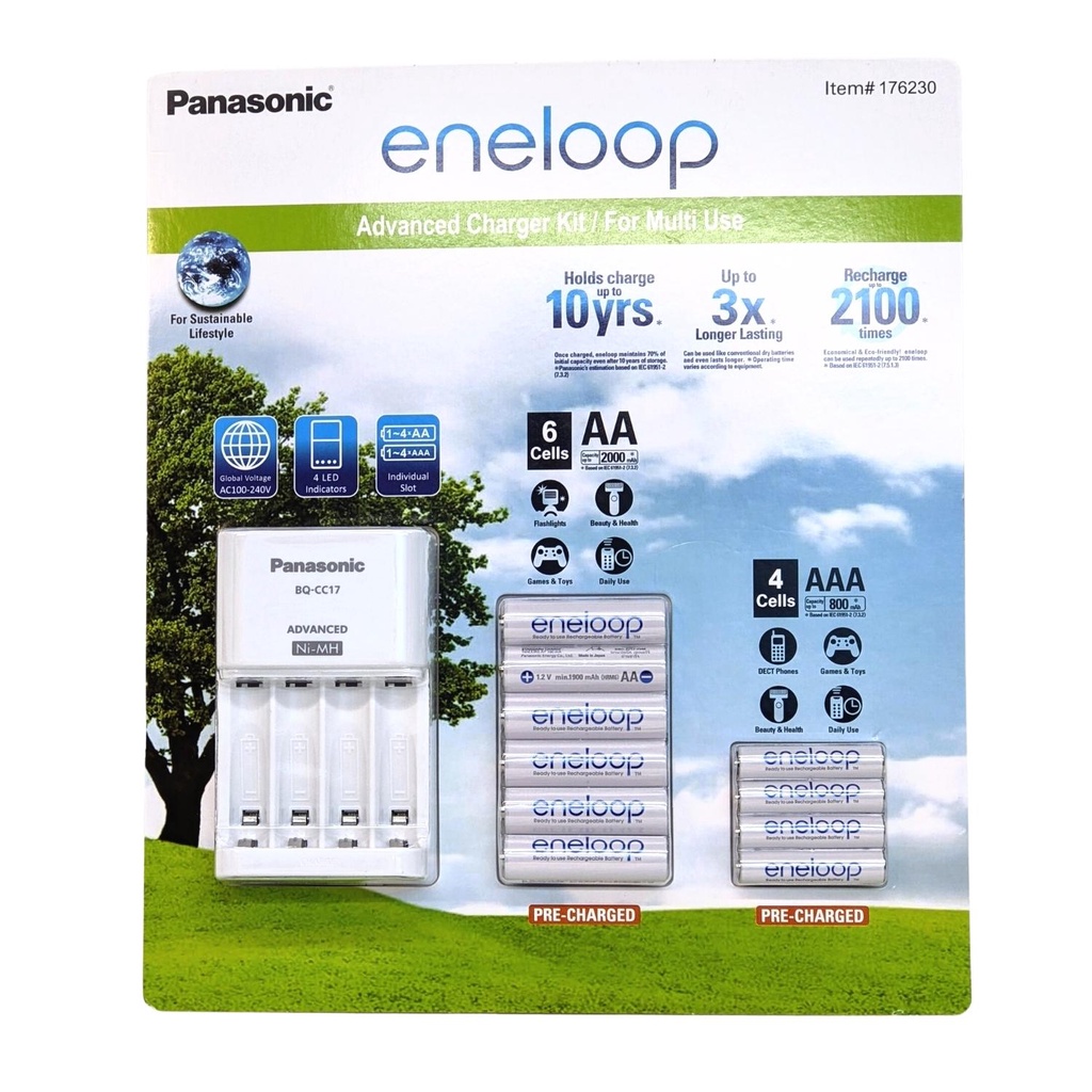 Panasonic ENELOOP 充電電池 充電器 套組 含 6入三號AA + 4入四號AAA 電池 C176230