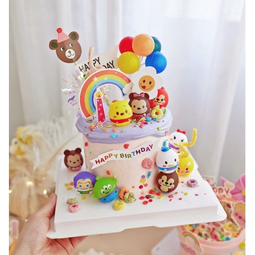 高雄現貨❤Q版疊疊樂迪士尼小公仔 (10入) Tsum Tsum 米奇 米妮 史迪奇小動物 可愛收藏玩具 蛋糕擺件 生日