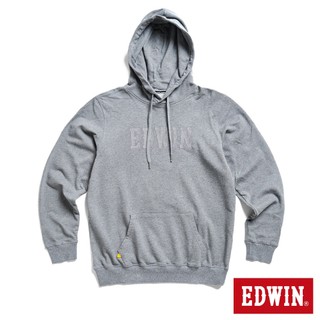 EDWIN 男款 橘標 斜紋繡花LOGO帽T(灰色)