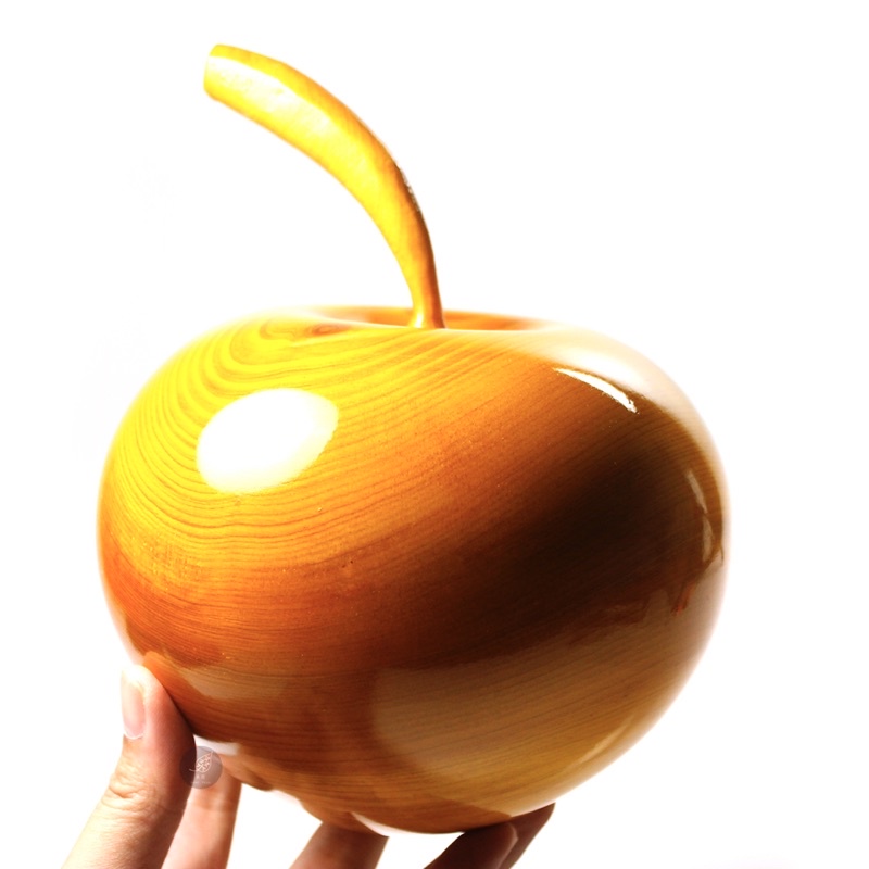 【桑園の】檜木 大蘋果 高19.5cm 天然檜木 聚寶盆 S 10024