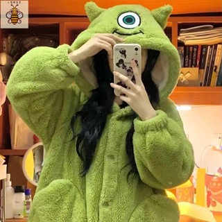 小蜜蜂童裝 女童長袖睡衣居家服2022新款大眼仔珊瑚絨睡衣女秋冬睡袍家居服學生加絨加厚長款浴袍