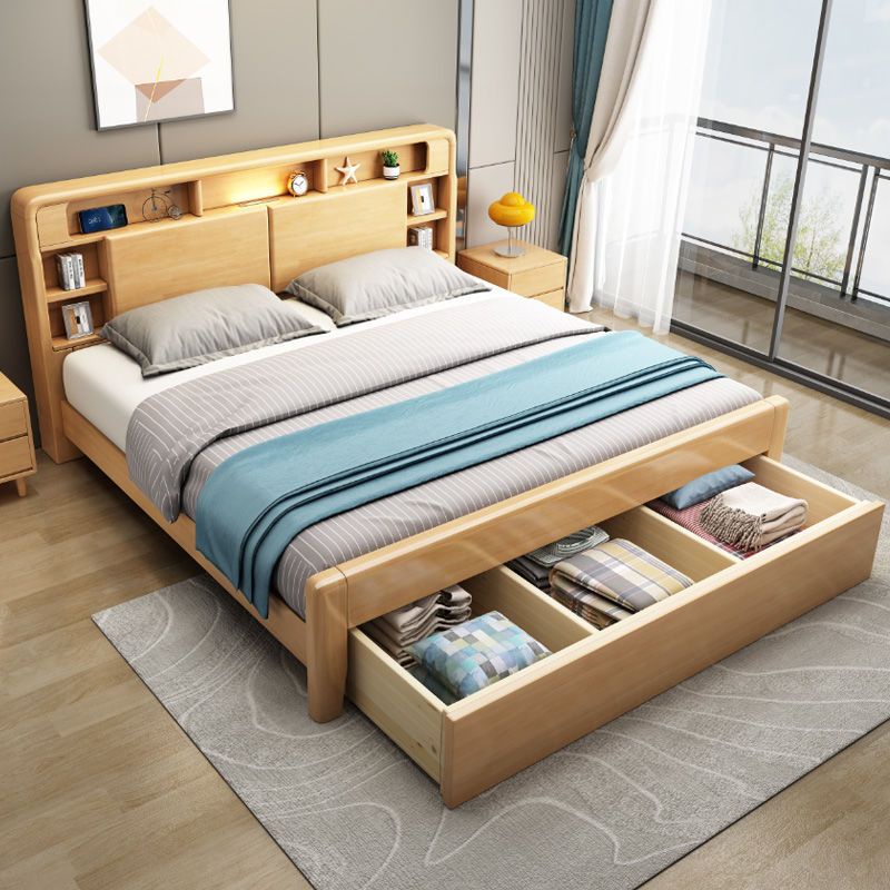 【實木大床】北歐氣壓儲物1.8米雙人床1.5米箱框收納輕奢單人床實木床廠家直銷