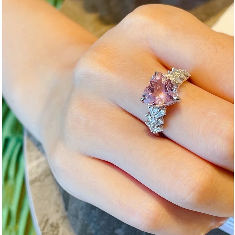 隔日到貨 海洋之心 阿蓋爾 粉紅鑽 3克拉 戒指 粉水晶 奧地利水晶 可調式戒圍A180