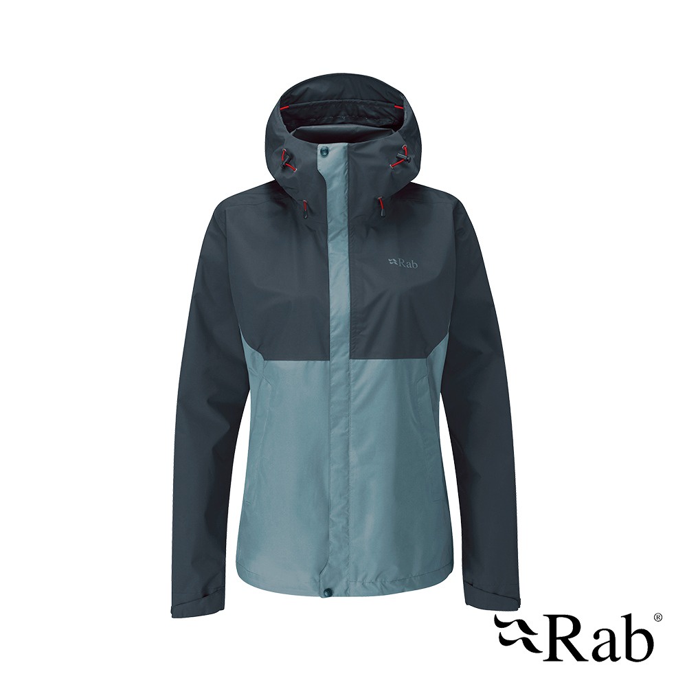 【英國 RAB】Downpour Eco Jacket 輕量防風防水連帽外套 女款 獵戶藍/灰 #QWG83