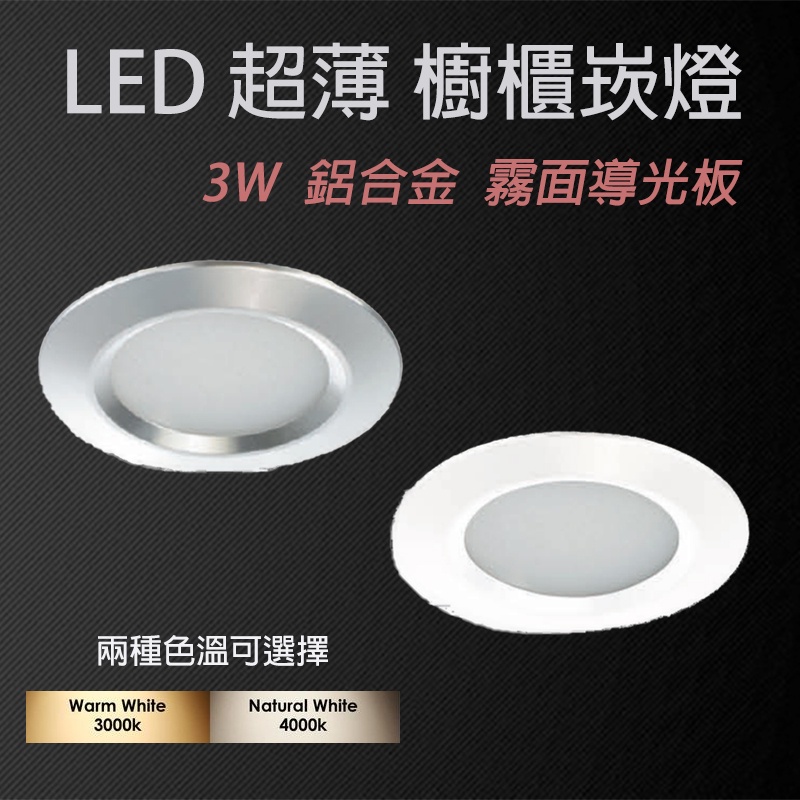 LED 超薄型 櫥櫃崁燈 3W 全電壓 5.5公分 嵌燈 崁燈 櫥櫃燈 兩色可選 安裝快速
