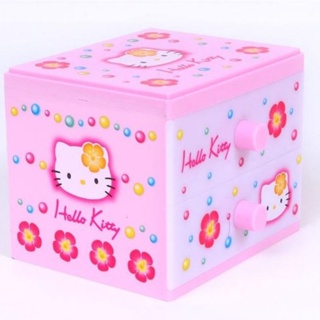 日本正版 三麗鷗 Hello Kitty 45周年紀念 桌上型塑膠雙抽 收納盒 雙層抽屜 粉色 kt 現貨