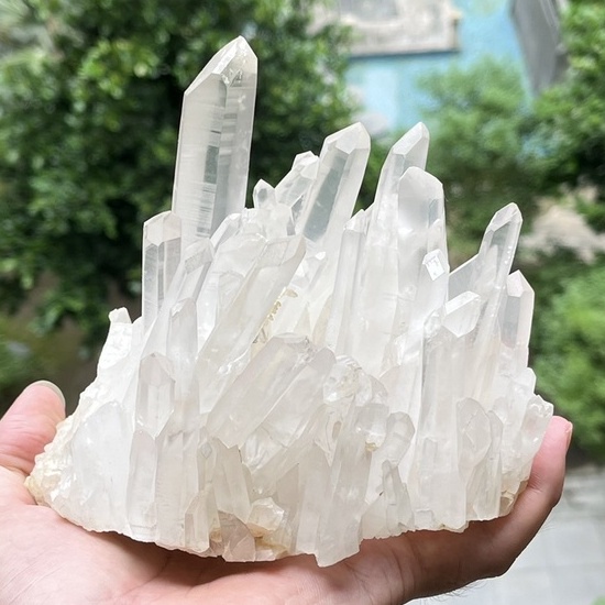 原礦  巴基斯坦 喜馬拉雅山水晶 白水晶 橫紋水晶 水晶簇 帶藍針、晶中晶 1.5kg