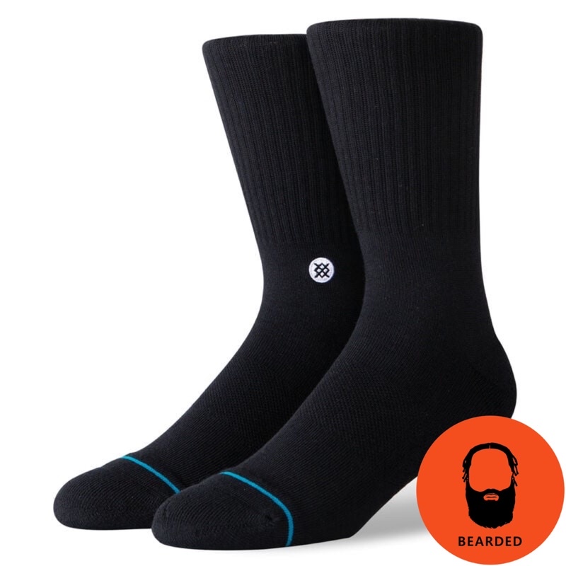 【 🇺🇸大鬍子美國襪子選品 】STANCE - ICON CREW SOCKS經典黑色系列街頭休閒長襪（ 美國公司貨 ）