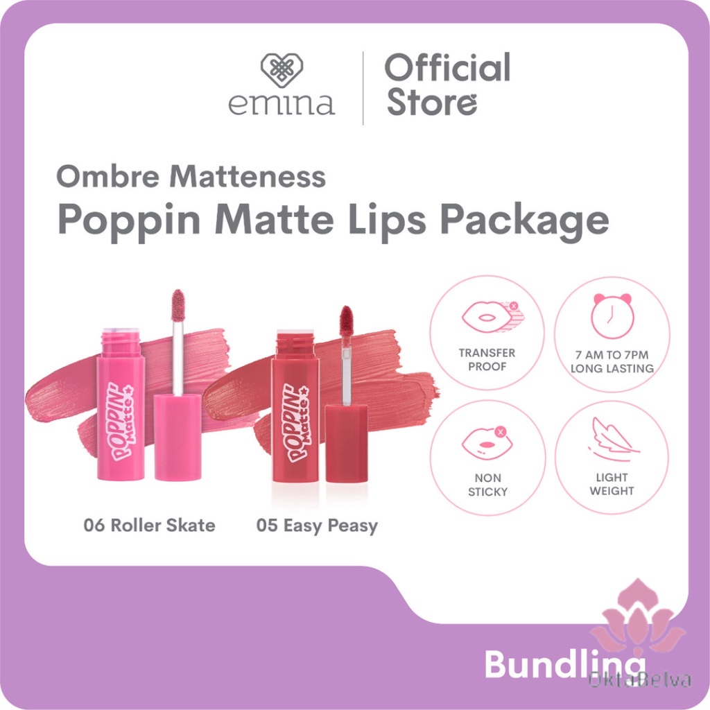 Emina Ombre Matteness Lips Package Poppin 啞光唇膏 05 Easy Peasy