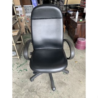 【全國二手傢具】經典 黑色皮革面高背辦公活動椅/有扶手/無油壓/員工椅/OA椅/辦公椅/電腦椅/二手傢俱/二手辦公設備