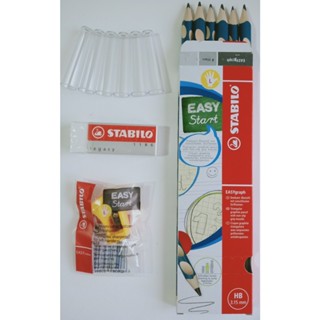 Stabilo 左撇子專用鉛筆 (粗桿) 6支 + 左撇子專用削鉛筆器 + Stabilo 橡皮擦