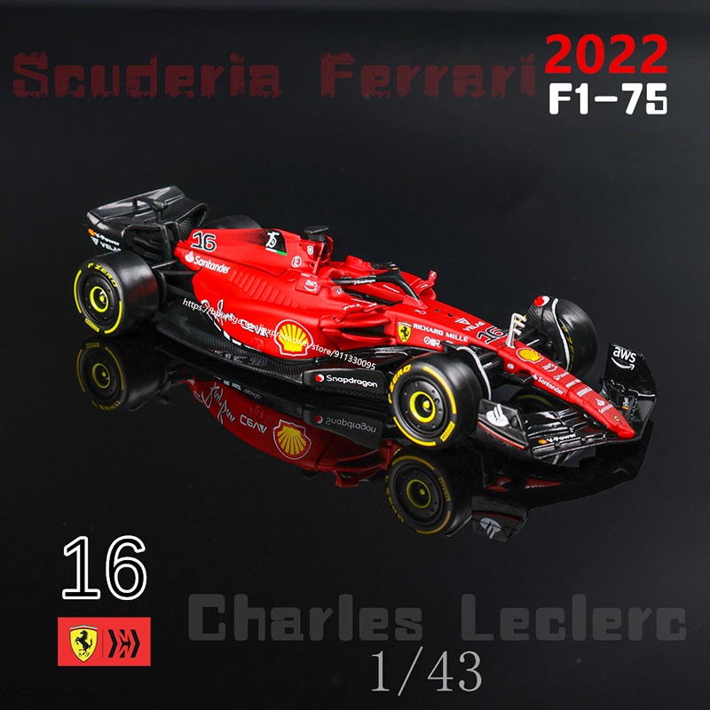 Bburago 1:43 2022 F1 Scuderia Ferrari F1-75 16 Leclerc 55 Sa