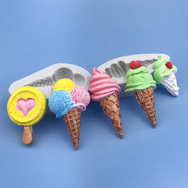 軟矽膠模具冰淇淋蛋筒巧克力翻糖蛋糕裝飾工具餅乾兒童寶寶生日掛飾插件禮物