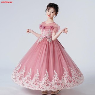 ❈女童婚紗禮服花童網袖泡泡袖連衣裙宮廷風長裙小主持人禮服小女孩