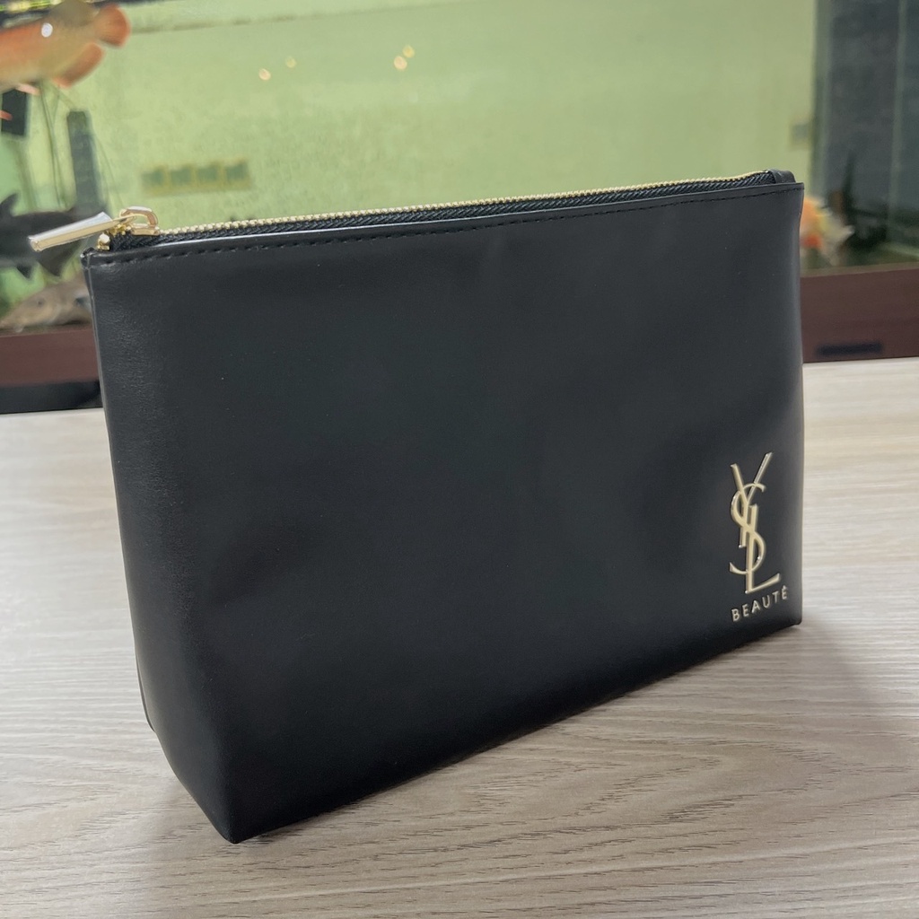 YSL LOGO浮雕 皮質 贈品 化妝包 手拿包