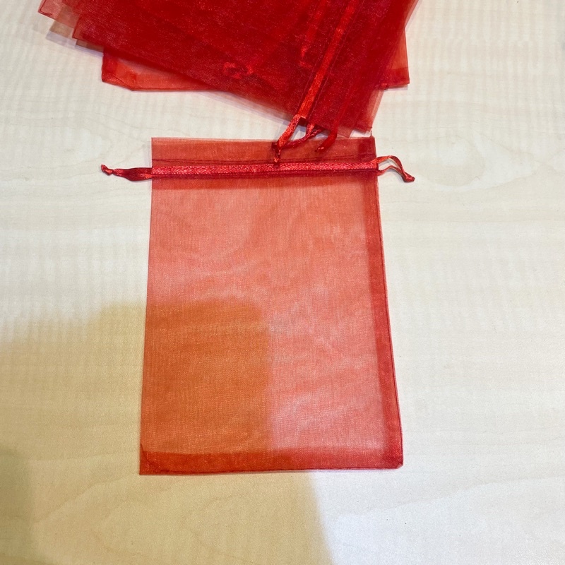 全新現貨13x18 紅色 單購 雪紗袋 紗網 束口袋 喜糖袋 禮物袋