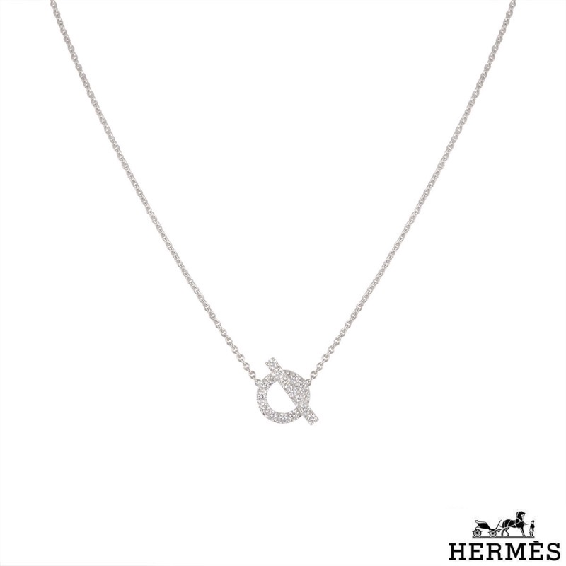 現貨‼️全新Hermes 愛馬仕 Finesse 項鍊頸鍊17顆鑽0.46ct白金 小Q項鍊