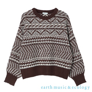 earth music&ecology 溫暖感幾何緹花圖案圓領針織衫(1L24L2C0700)