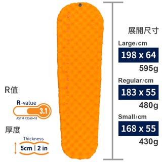 【澳洲SEA TO SUMMIT】超輕量系列睡墊-加強版(橘) 含充氣袋、維修備品、枕貼STSAMULINS