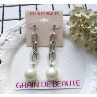 💜Princess Korea💜韓國正品GRAIN de BEAUTE&Aznavour珍珠水鑽愛心時尚耳針耳環鋼針