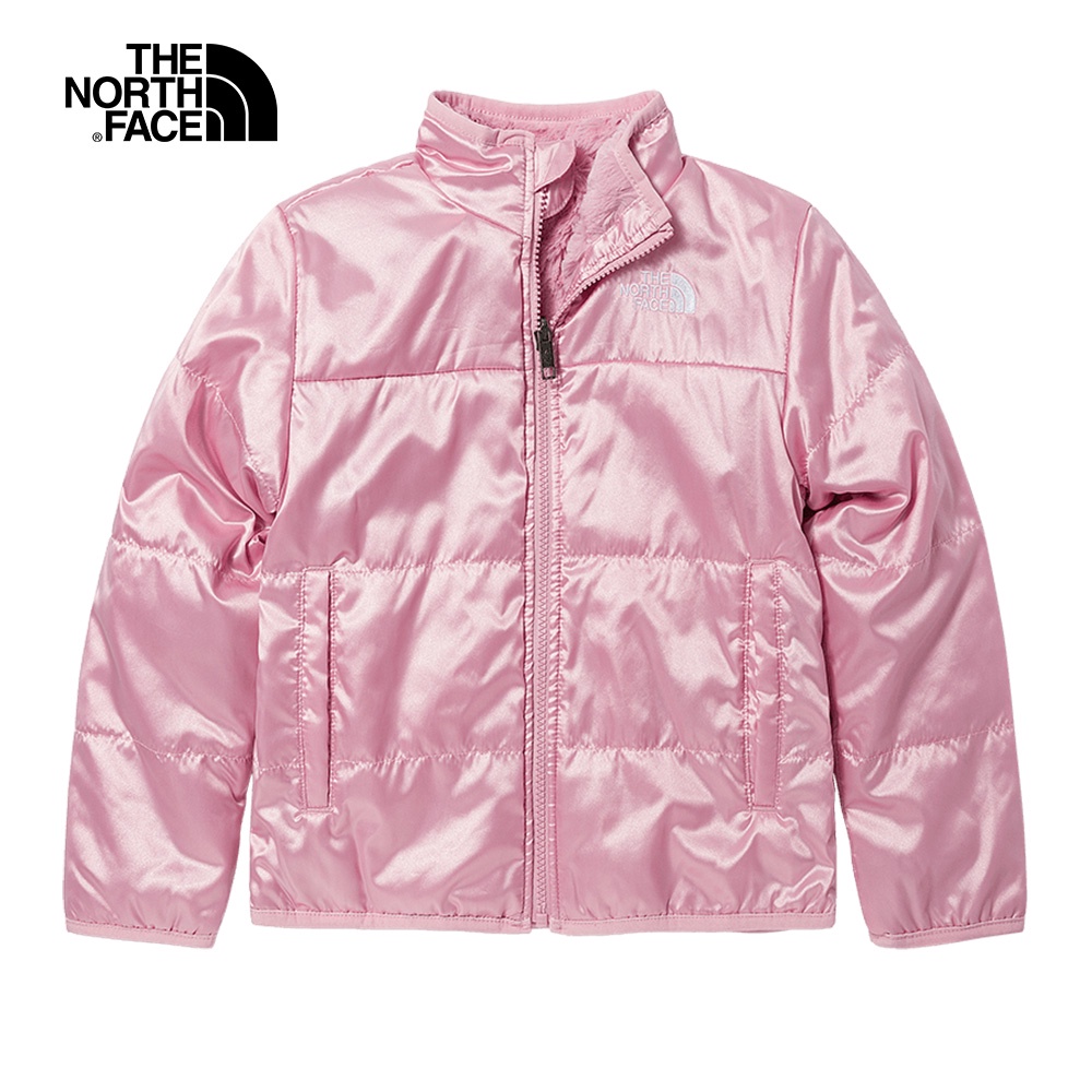 The North Face北面兒童粉色防潑水雙面穿保暖立領鋪棉外套｜7UMU6R0