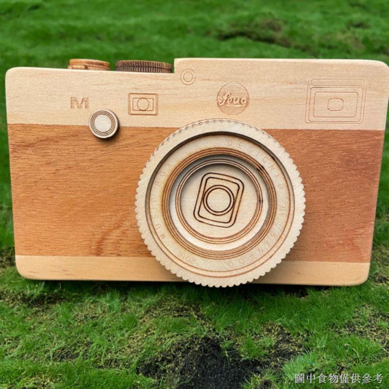 【木質手搖八音盒】木質音樂盒玩具/相機 八音盒復古 仿真相機