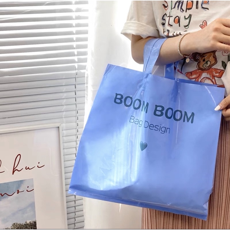 🧡現貨🧡32*32*10 愛心 藍紫色 塑膠手提袋 PE材質提袋 加厚提袋 購物袋 服飾袋 蛋糕袋 禮品袋包裝