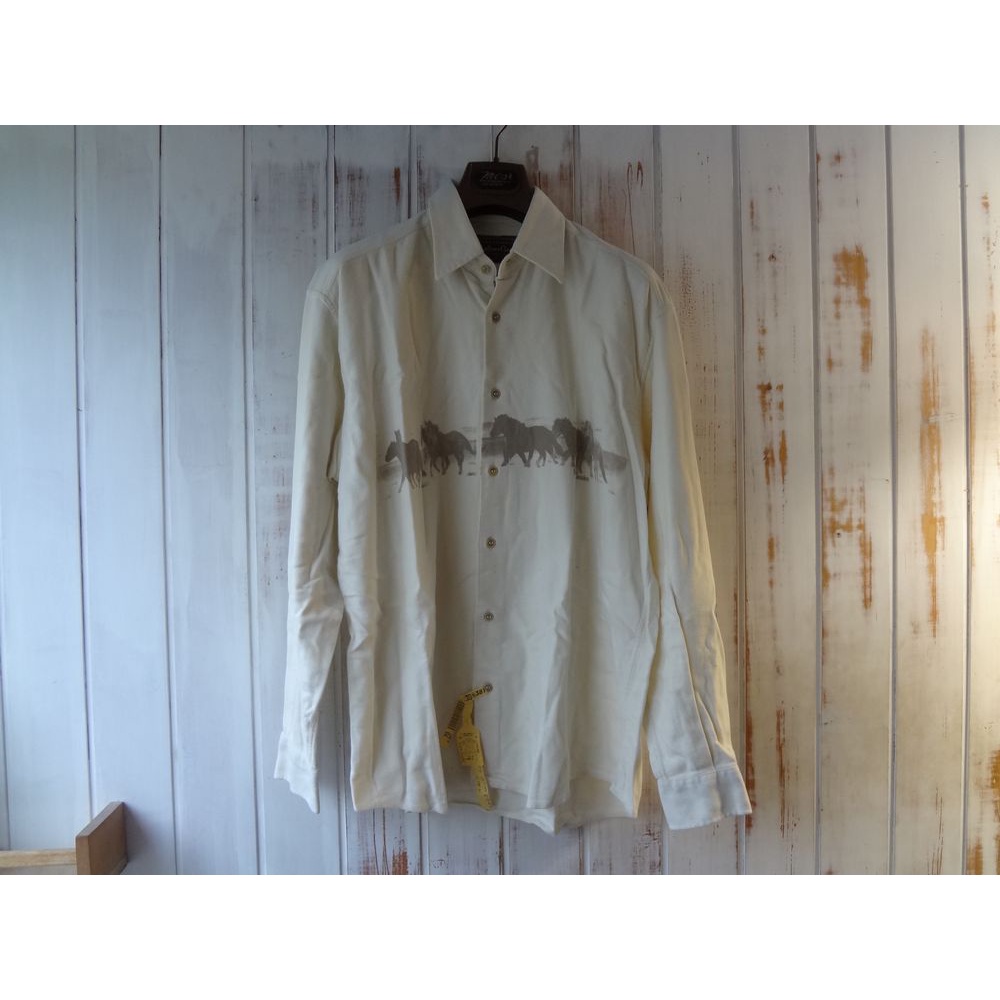 Marlboro Classics MCS萬寶路經典原廠早期絕版義大利製稀有圖騰長袖白色純棉襯衫M號(1180)