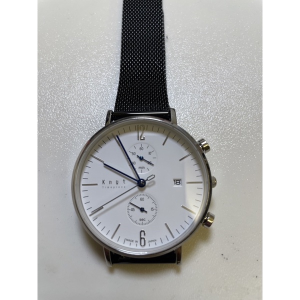［日本］Knot 日本製造職人品牌石英機芯藍寶石玻璃鏡面不銹鋼雙錶盤錶帶手錶 女用二手