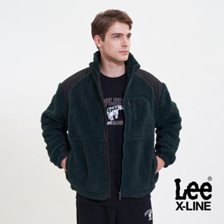 Lee 季節版拼接刷毛外套 男 X-LINE 深綠LL220387736