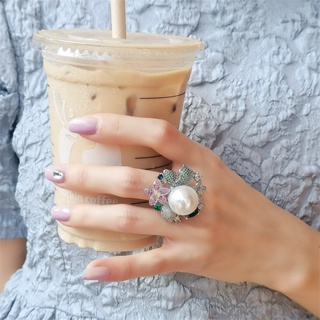 Bling 高級感珠寶花型系列戒指女開口奢華氣質指環高貴大氣抖音直播熱款