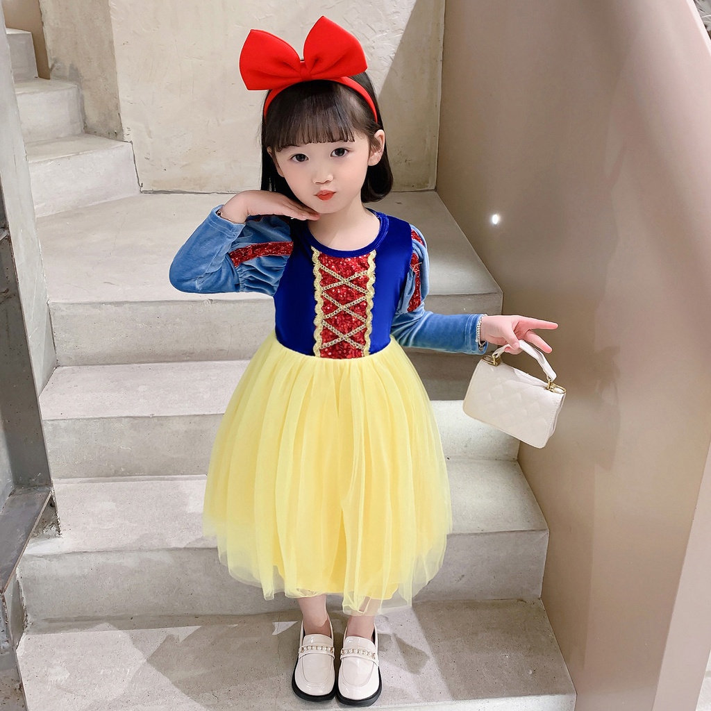 隔日到貨【新低價格】長袖白雪公主 變裝服飾 公主衣 白雪公主 沙龍照 萬聖裝扮 公主服 聖誕裝扮 蝴蝶結 洋裝 加厚
