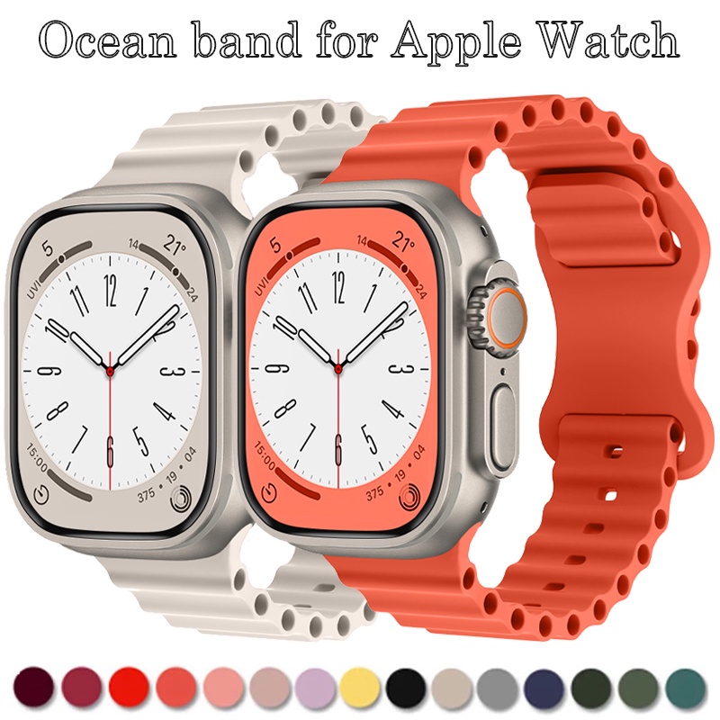 矽膠錶帶海洋錶帶手鍊兼容 Apple Watch 49mm 44mm 45mm 40mm42mm41mm Iwatch