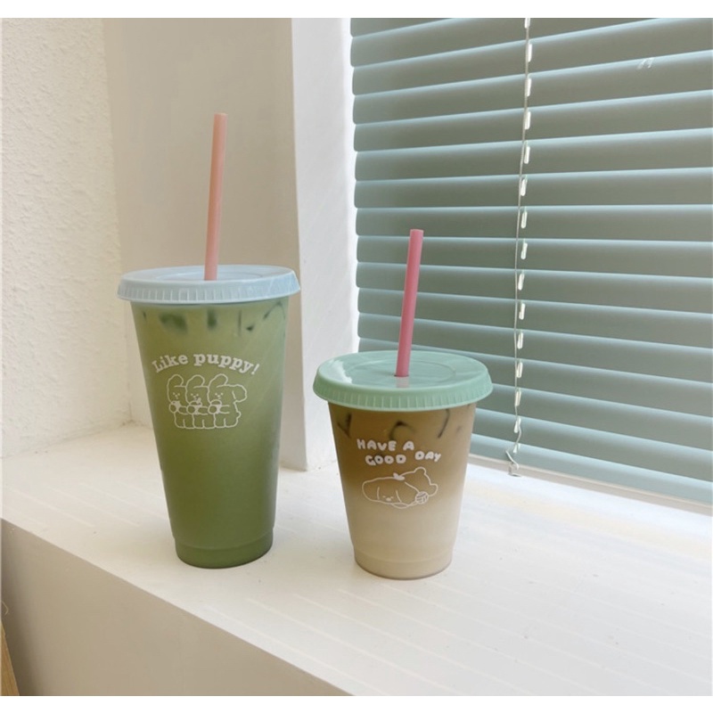 衝銷量🔥 現貨 𖠿꙳ 韓系卡通塑膠非一次性吸管杯 飲料杯 塑料水杯 塑膠水杯 環保杯