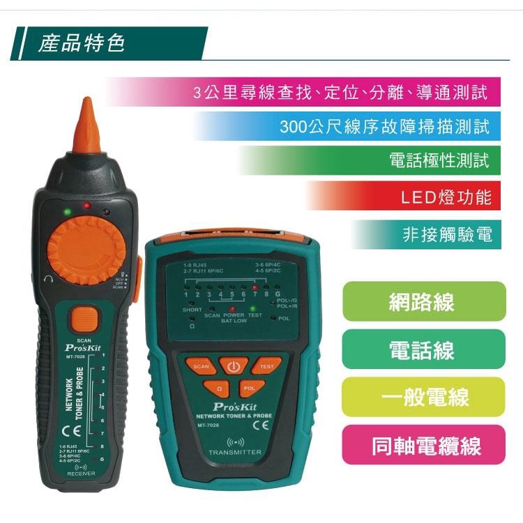 ProsKit 寶工 MT-7028 音頻網路查線器# 音頻查線最大距離≧3公里#發票含稅價