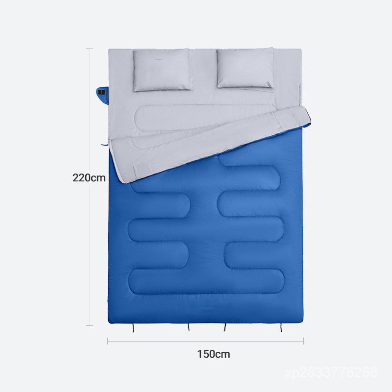 優選好貨2.8KG拚色雙人睡袋 加寬加厚保暖戶外野營室內成人情侶款防水睡袋 0UQJ