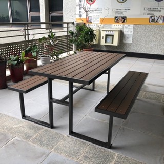 【BROTHER兄弟牌】臺灣製造蝦皮發票塑木5尺野餐啤酒桌1張特價，可再+9尺玻纖骨鐵柄防水陽傘+12kg鑄鐵傘座優惠價