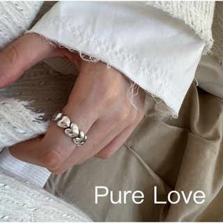 Pure Love樂芙 /正韓 【R0627】韓系簡約S925純銀一圈愛心開口戒指 / 銀