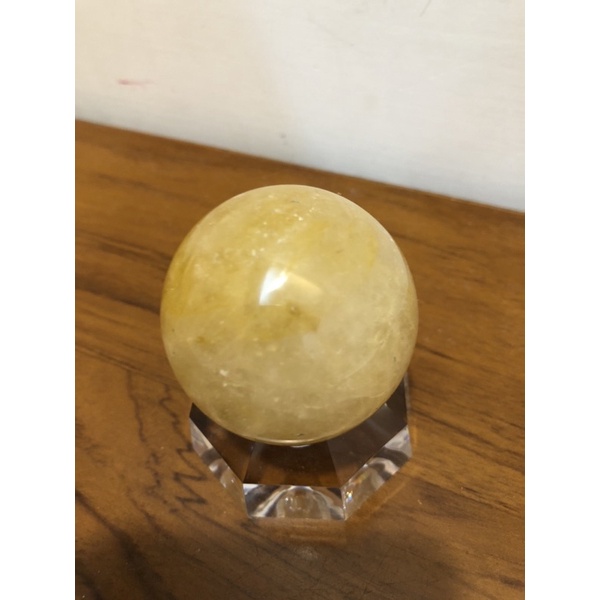 天然水晶球🔮黃膠花水晶球（含座）