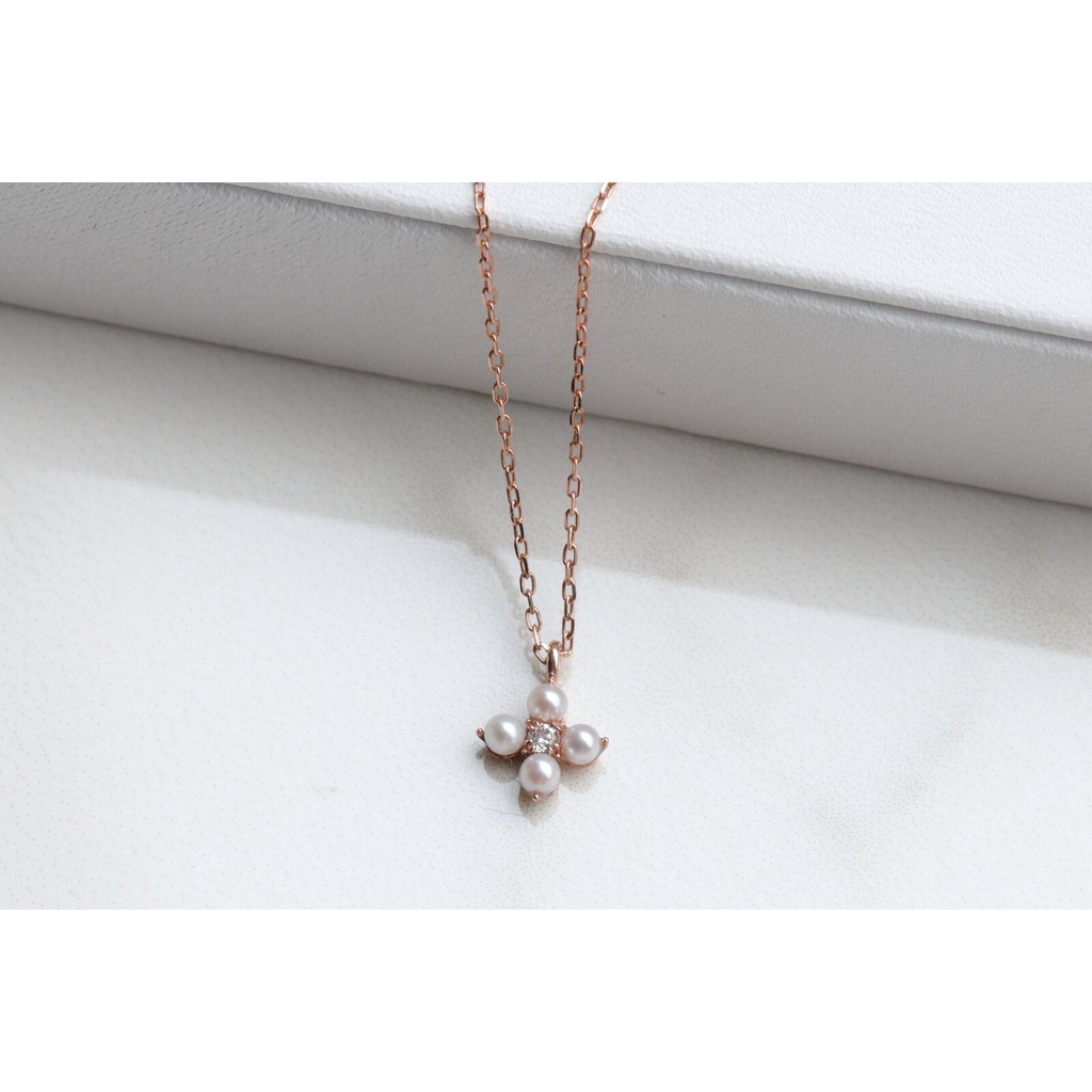 14K PEARL CROSS CZ NECKLACE 珍珠十字架項鍊