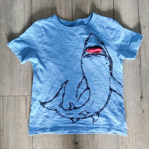 Flea 兒童 l gap XS 短袖上衣 素面短袖 兒童居家睡衣 兒童T 棉T 藍色短袖 藍色上衣 鯊魚T