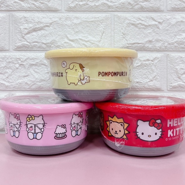 正版 Hello Kitty 布丁狗 凱蒂貓 不銹鋼圓形餐碗 紅色凱蒂貓 粉色凱蒂貓 布丁狗 巧虎 餐具