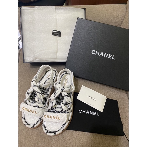 香奈兒Chanel經典編織海洋風涼鞋 38碼（22.5-23.5可）義大利代購購入