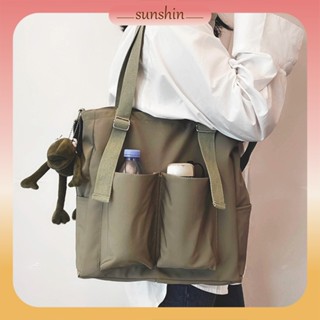 [臺灣現貨] 🌻【韓版純色 雙口袋 斜揹包】韓系 日系 揹包 旅行包 多功能包 休閒包 書包 斜包 肩包 斜揹包 S
