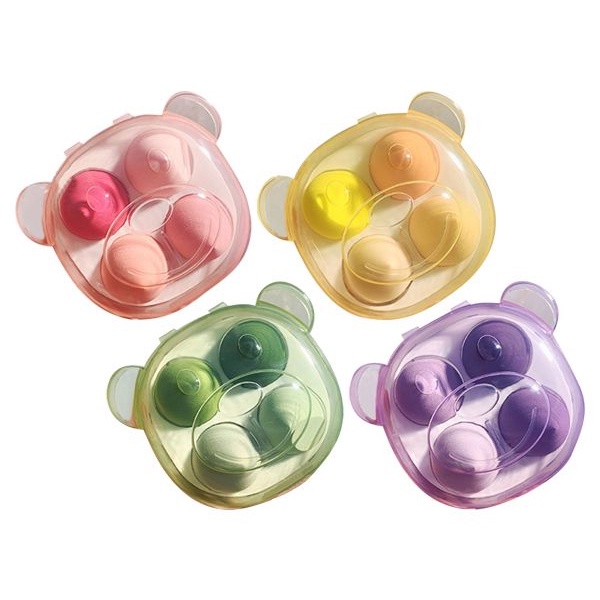 小熊盒裝水滴型美妝蛋(4入套組) 款式可選 粉撲【小三美日】DS009786