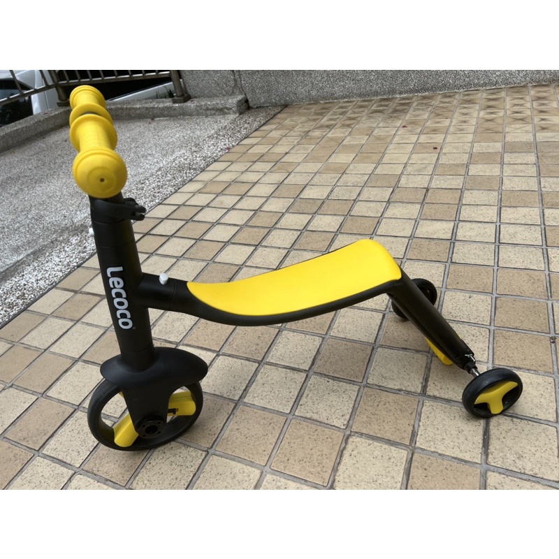義大利Lecoco 三合一多功能成長型兒童三輪滑板車 (黃色）