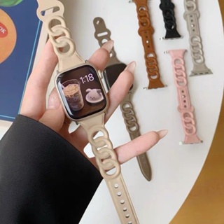 適用於蘋果手表apple watch表帶iwatch9876se543代新款單圈皮表帶41mm 44 45mm 49mm