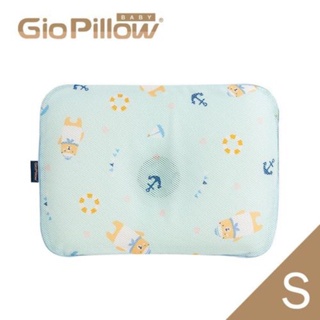 嬰幼兒韓國GIO Pillow 超透氣護頭型嬰兒枕頭 再多附一套白色枕套組 水手熊藍-（S號）